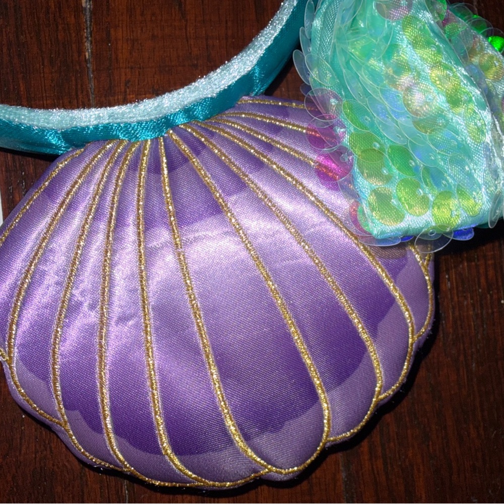 Themed Little Mermaid Purple and Mint Seashell Headband - Picture 2 of 6
